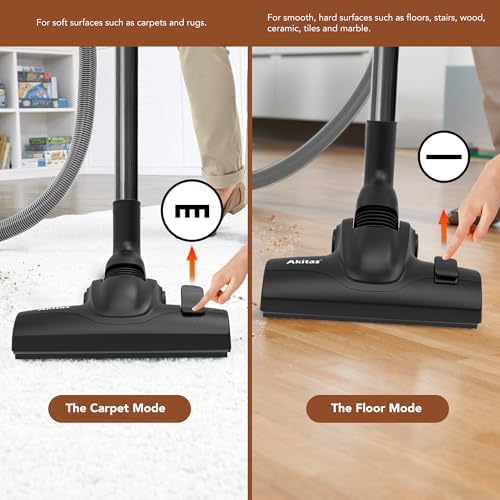 Akitas C11WT Bagged Canister Vacuum Cleaner, Wessel Turbo Brush for Pet Hair (Cat & Dog), HEPA Filtration, 33ft Cleaning Radius, with Retractable Cord and Wide Parquet Brush — view 7
