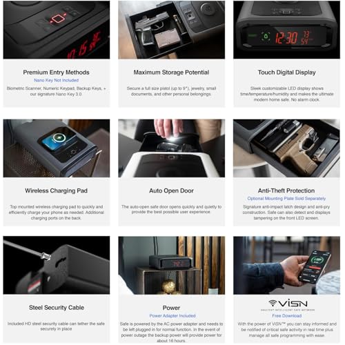 Image of VAULTEK Smart Station Biometric Smart Safe with Built-in Wireless Phone Charger + Auto Open Drawer + WiFi Safe Management (WiFi + Biometric) (Black)