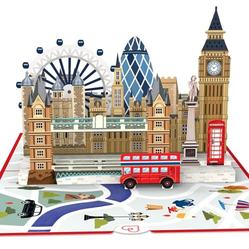papercrush® Pop-Up Card London Skyline – 3D Birthday Card as Travel Voucher for London Vacation, Money Gift for City Trip to England for Men and Women, Hotel Gift Card for Anniversary Holiday for him