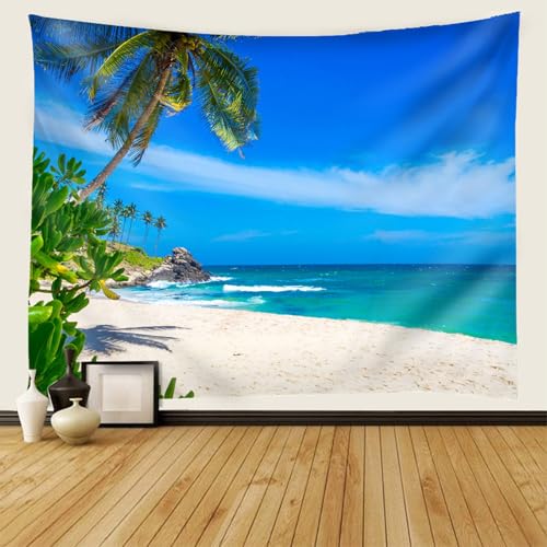 Tenture murale paysage plage 200x200cm deco moderne sans travaux