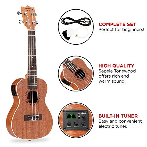Best Choice Products Kit de démarrage pour ukulélé acoustique 23 cm avec sac de transport, accordeur intégré, sangle… - Les Beatles, Paul McCartney, John Lennon, RIngo Starr, George Harrison Best Choice Products Kit de démarrage pour ukulélé acoustique 23 cm avec sac de transport, accordeur intégré, sangle… – Image 5