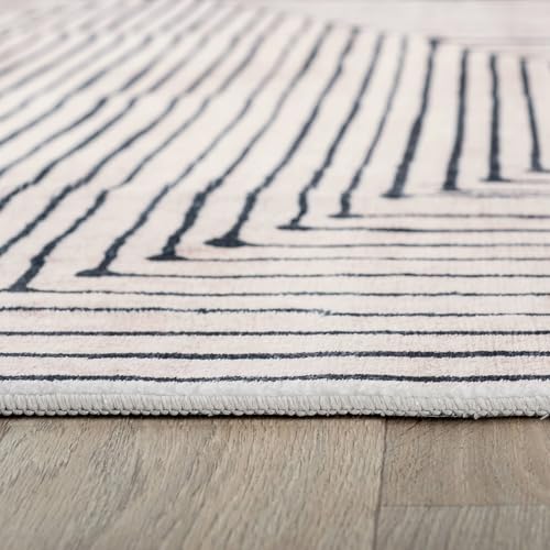 Rugshop Marbella Bohemian Stripes Washable Non Slip Area Rug 3' x 5' Beige