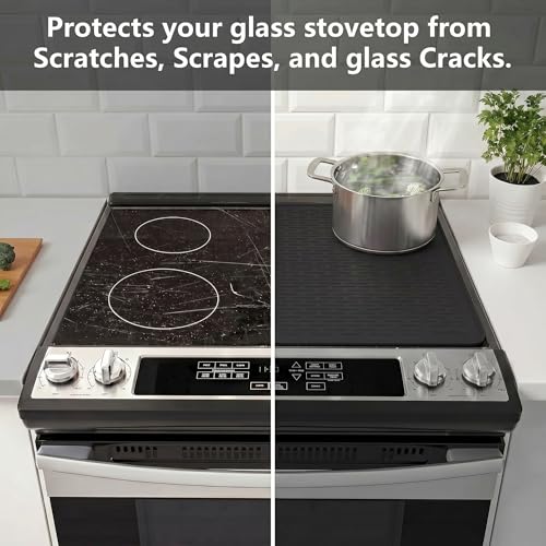 Image of YUHFERA Stove Top Cover for Electric Stove - Silicone Stove Mat for Glass Top, Glass Cooktop Protector for Kitchen,Multi-Functional Oven Covers for Electric Stove (Black,28 x 20)