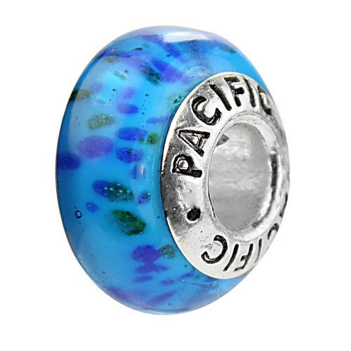 West Coast Jewelry 925 Silver Murano Glass Aquarium Bead