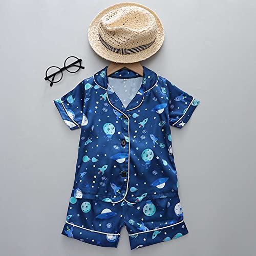 Toddler Girls Boys Silk Satin 𝗣ajamas Sets Kids Short Sleeve 2 Piece 𝐒leepwear Infant Baby Button Down 𝗟oungewear2