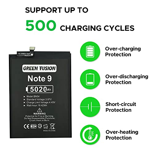 Image of GREEN FUSION Only for Redmi 9 Replacement Battery, BN54 Battery for Redmi Note 9 & Redmi 10X 5G & Redmi 9, 5020mAh, with Repair Toolkit