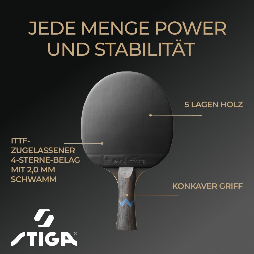 STIGA Royal Crystal Tischtennisschläger - Hochgeschwindigkeits-Schläger mit ITTF-zertifiziertem Star 4-Belag, 2,0-mm-Schwamm und Crystal Technology - Perfekt für schnelle und präzise Ping Pong Spiele