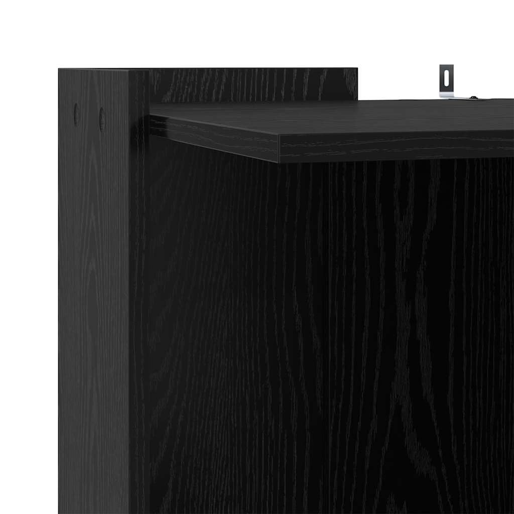 Katzenstreu Box Umzäunung Schwarz Eichen-Optik aus Holzwerkstoff 53 x 53 x 51 cm, Katzentoilette für Innenbereich, langlebig, modernes Wohnambiente