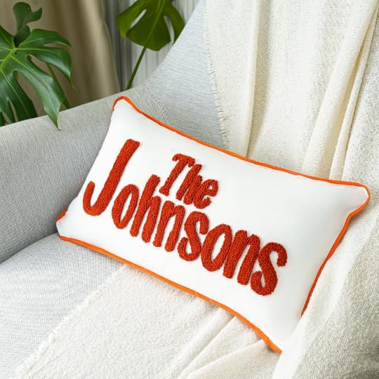 Miniatura 5 de MOM EST - Almohada lumbar personalizada con nombre y año con diseño de borde, bordado de aguja perforada hecha a mano en funda 100% algodón, regalo