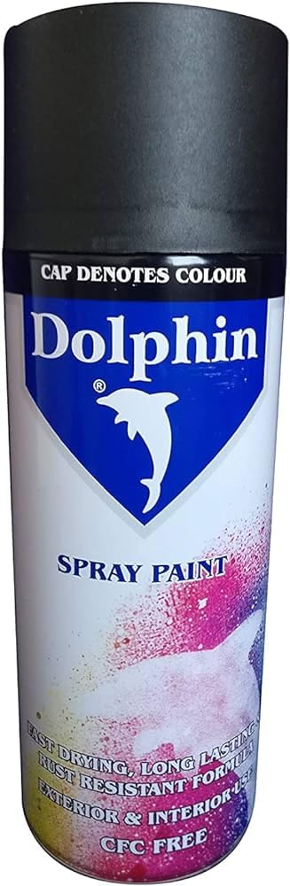 Hasanat Essentials Dolphin Spray Paint Quick Drying Non Drip Gloss Matt DIY Home Industrial Garage Automobile Fast Drying 400 ML Can (Matt Black)