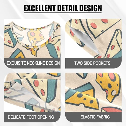 ALAZA Cartoon Cheeses Pajamas Short Sleeve 2 Piece Sleepwear Top and Bottom Pajama Set Unisex4