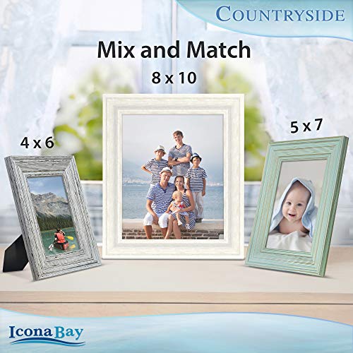 Icona Bay 4X6 Picture Frames (Speckled Gray, 3 Pack), French Country Style Picture Frame Set, Wall Mount Or Table Top, Countryside Collection #TOP4