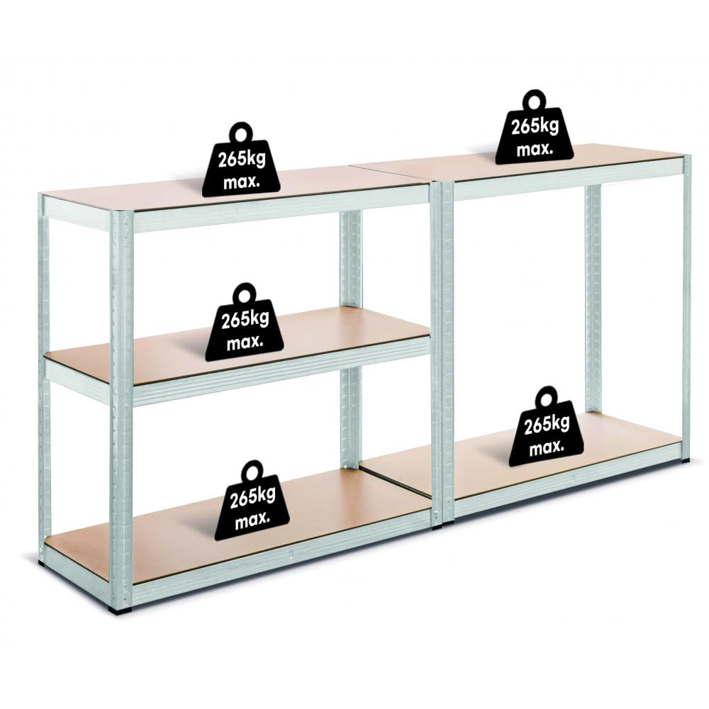 Étagère métal XXL grand modèle - Hauteur 2M20 Largeur 1m20 - charges très lourdes - 5 plateaux - 1325 Kg - Garantie 2 ans