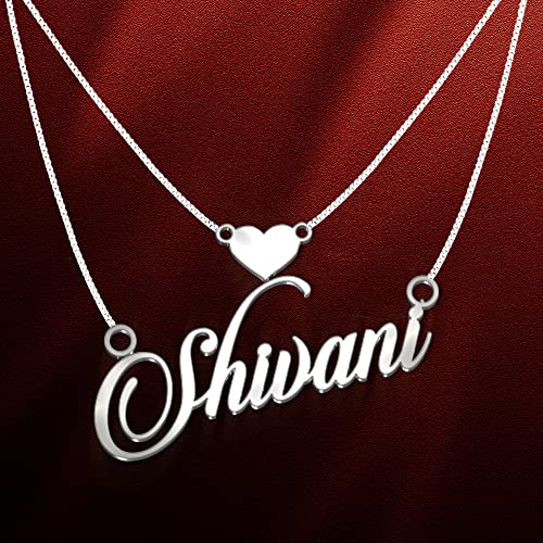 Image of Shivani Cursive Gold & Silver Name Pendant Necklace, Best Jewelry Gift for Girls.