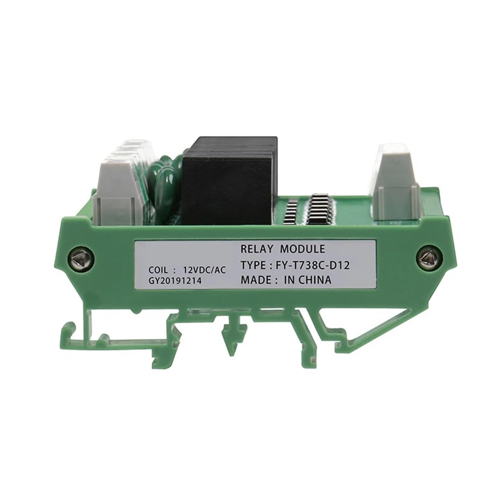 Módulo de relé de interfaz de 8 canales, 5VDC, 12VACDC, 24VACDC, montaje en Panel de carril DIN for placa PLC de automatización, 1 Uds.(FY-T738-5VDC)
