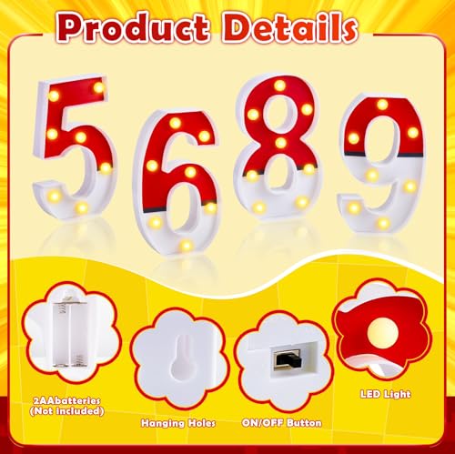 LED Number Lights Cartoon Themed Birthday Decorations LED Light Up Number Centerpieces Table Decoration for Party Supplies Backdrop Wall Decor for Birthday Party Decorations (Number 8)