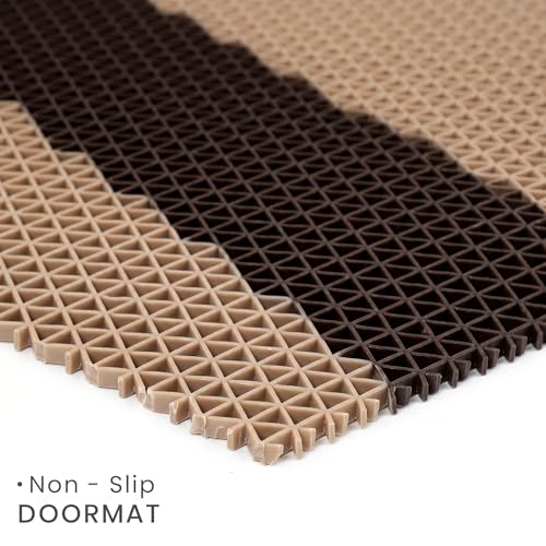 Image of TIB Anti Skid Waterproof PVC Rubber Mat for Bathroom, Floor, Swimming Pool, Shower, Entrance & Rainy Areas | Multipurpose Dual Colour Floor Mat,4x20 Feet,Beige & Coffee
