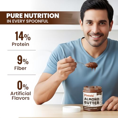 Image of Pintola Almond Choco Spread Creamy 200g | High Protein & fiber | Gluten & cholesterol free | Smooth | Rich in vitamins & anti-oxidants | Made with dark chocolate (Pack of 3)