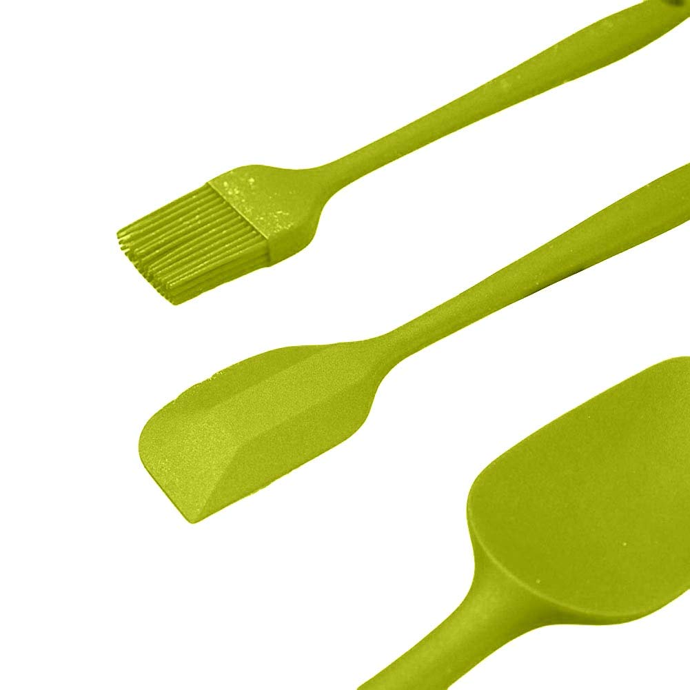 FeMereina Silikon Spatel Set 6 Stück Teigschaber Silikon Hitzebeständig Einteiliges Nahtloses Design zum Backen, Kochen und Mischen Hitzebeständiger Antihaft-Küchenbackwerkzeuge (Grün, 1)