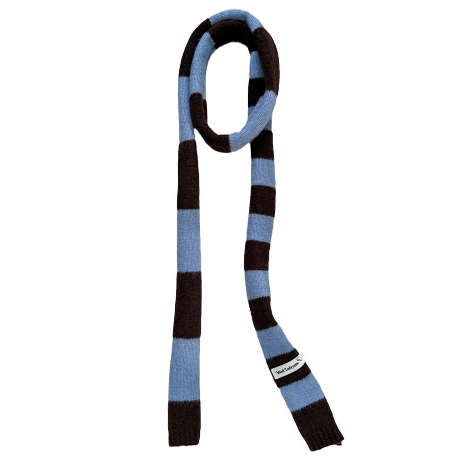 Wastebin Women's Blue Coffee Stylish Skinny Scarf Cold Weather Knitted Neckerchief Multipurpose Scarves Winter Accessory