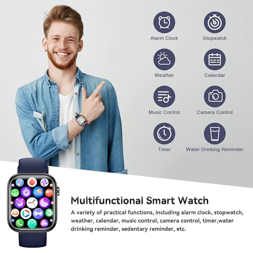Image of Smart Watch for Men Women(Answer /Make Call), 1.83 inch Fitness Watch with Heart Rate /Blood Pressure /Blood Oxygen, Pedometer, Sleep Tracker,120+ Sport Modes, IP68 Waterproof Fitness Tracker for Android iOS