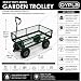 Oypla Heavy Duty Metal Gardening Trolley - Green Trailer Cart