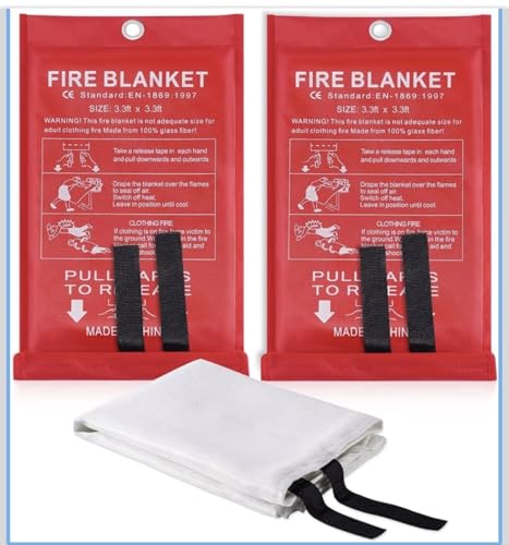 Fire Blanket 1.2x 1.2M Premium Fiberglass Emergency Safety Blanket for Home Kitchen Car & Office Quick Fire Suppression Heat-Resistant Easy to Use Ideal for UAE Homes