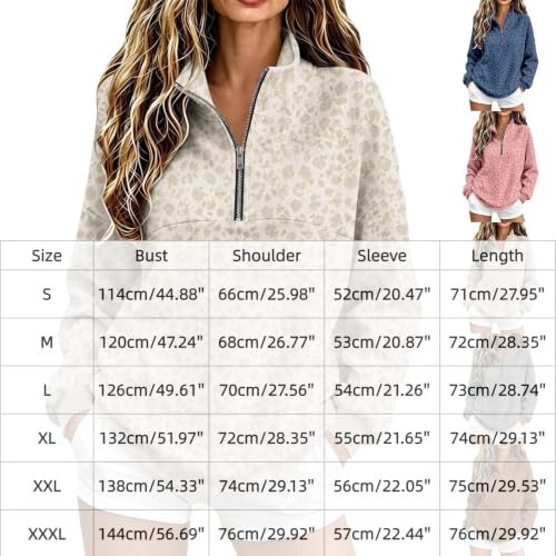 Womens Quarter Zip Pullover Lightweight Athletic Leopard Print Sweatshirts - image 5