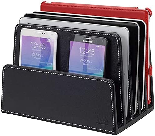 Miniatura 4 de MobileVision Carpeta de archivos de escritorio ejecutiva negra bandeja de papel y organizador de dispositivos 5 divisores de ranura