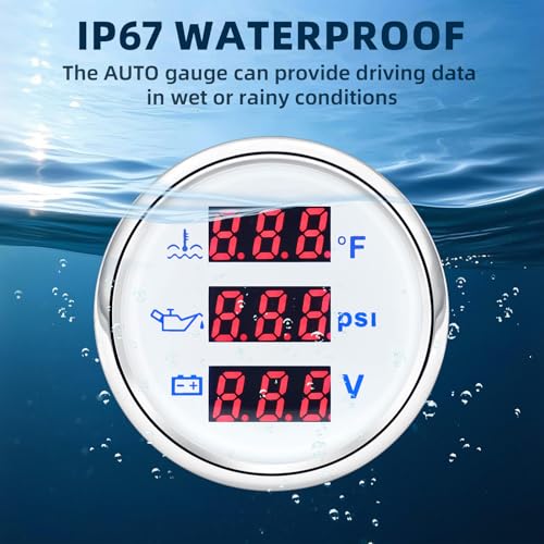 image for MH Triple Gauge Set - Water Temp (104°F-248°F), Oil Pressure (0-145P
