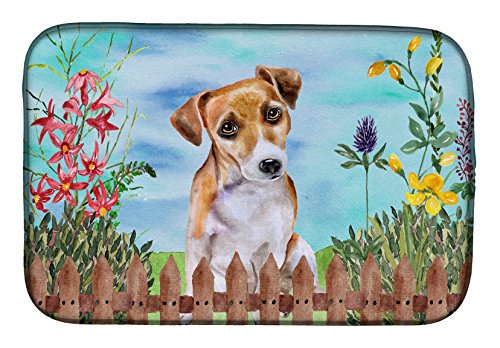 Caroline's Treasures CK1275DDM Jack Russell Terrier #2 Spring Dish Drying Mat Absorbent Dish Drying Mat Pad for Kitchen Counter Dish Drainer Mat for Countertop, 14 x 21