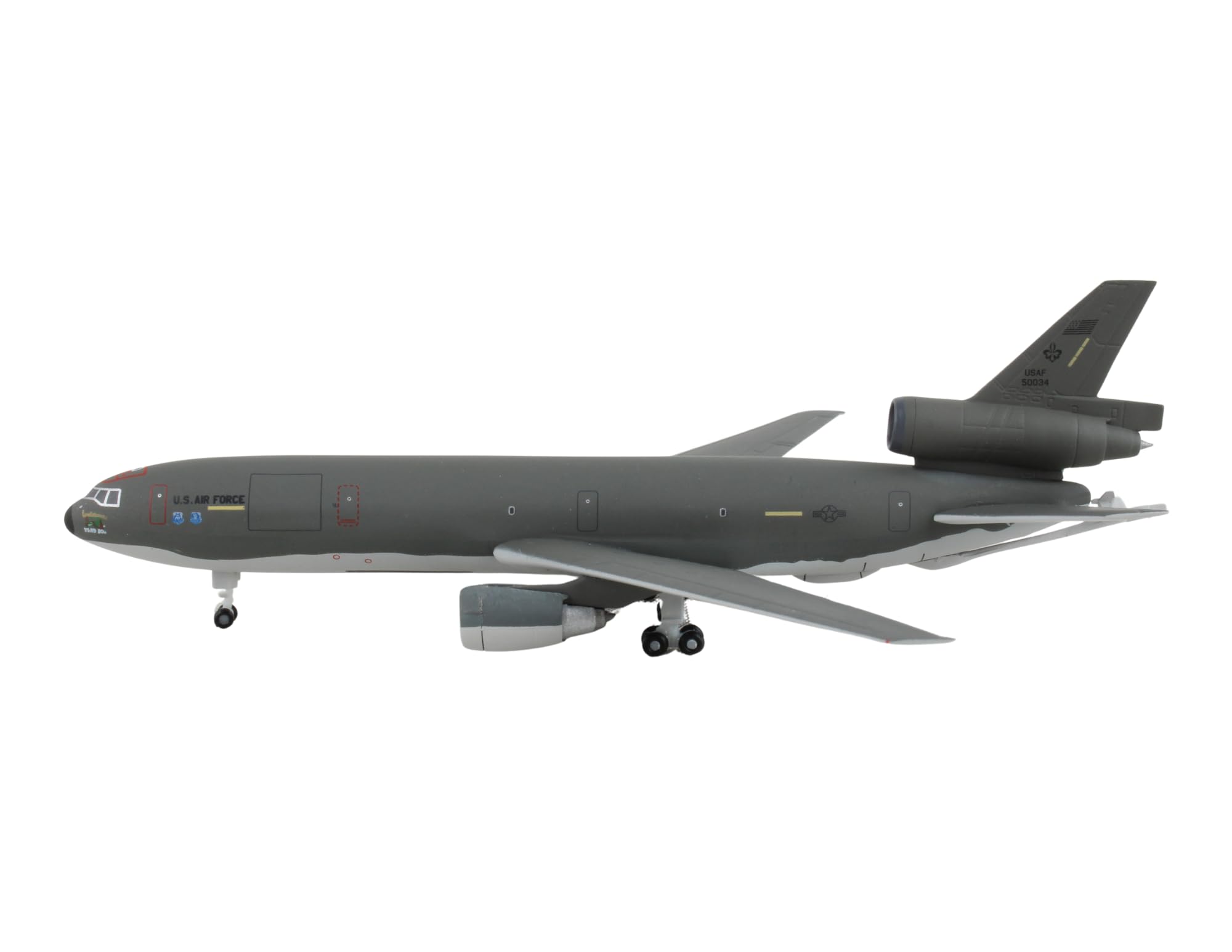 Herpa Model samolotu U.S. Air Force McDonnell Douglas KC-10A Louisiana Yard Dog, skala 1:500, metalowy model samolotu, model samolotu dla kolekcjonerów, miniaturowa dekoracja, samolot bez podstawy