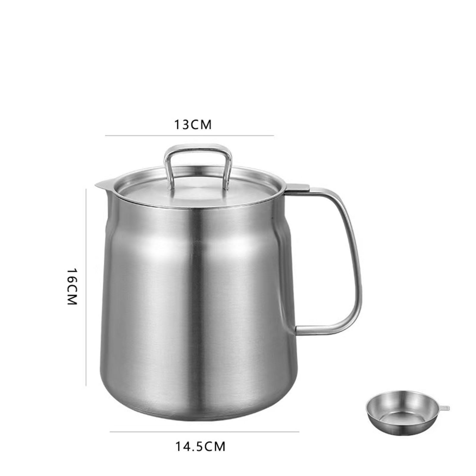 Generisch Olla de Filtro de Aceite de Acero Inoxidable con Cesta for freidora, contenedor de Grasa de Tocino for Cocina, Camping, Cocina(2L)
