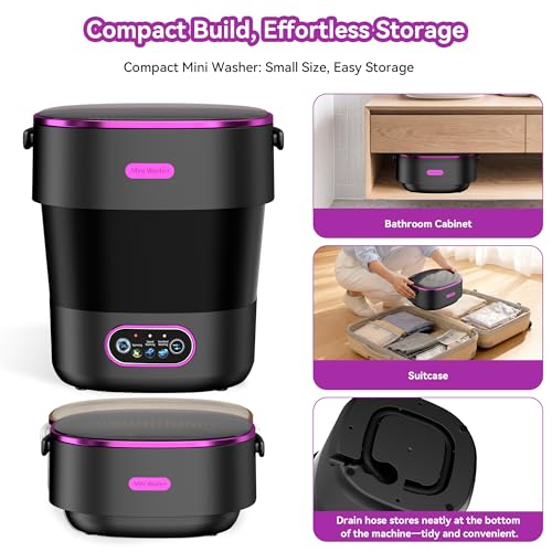 Image of Portable Washing Machine, Folding 20L Mini Washer and Spin-Dryer, 3 Cleaning Modes Small Compact Laundry Machine of Underwear, Baby Clothes, for Apartments, Dormitories, RV, Travel, Black