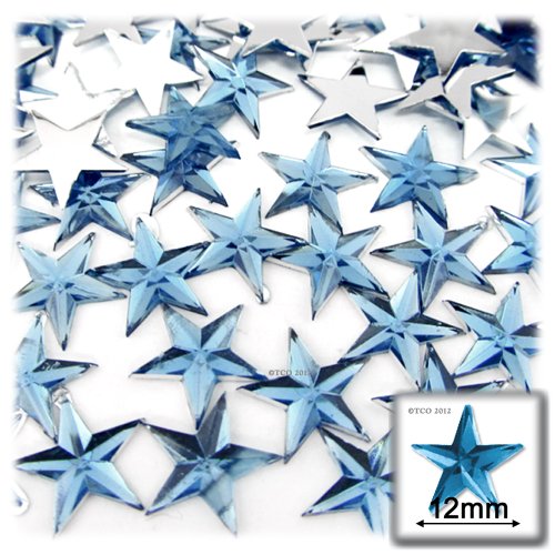 144pc Rhinestones Star 12mm- Flatback Light Blue LBL
