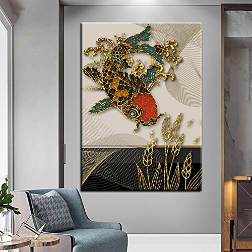 Peinture poisson abstraite affiche art chinois moderne impression toile