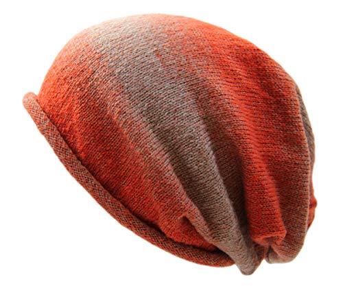RW Multi Colorful Soft Big Slouchy Beanie Hats (Orange Multi)
