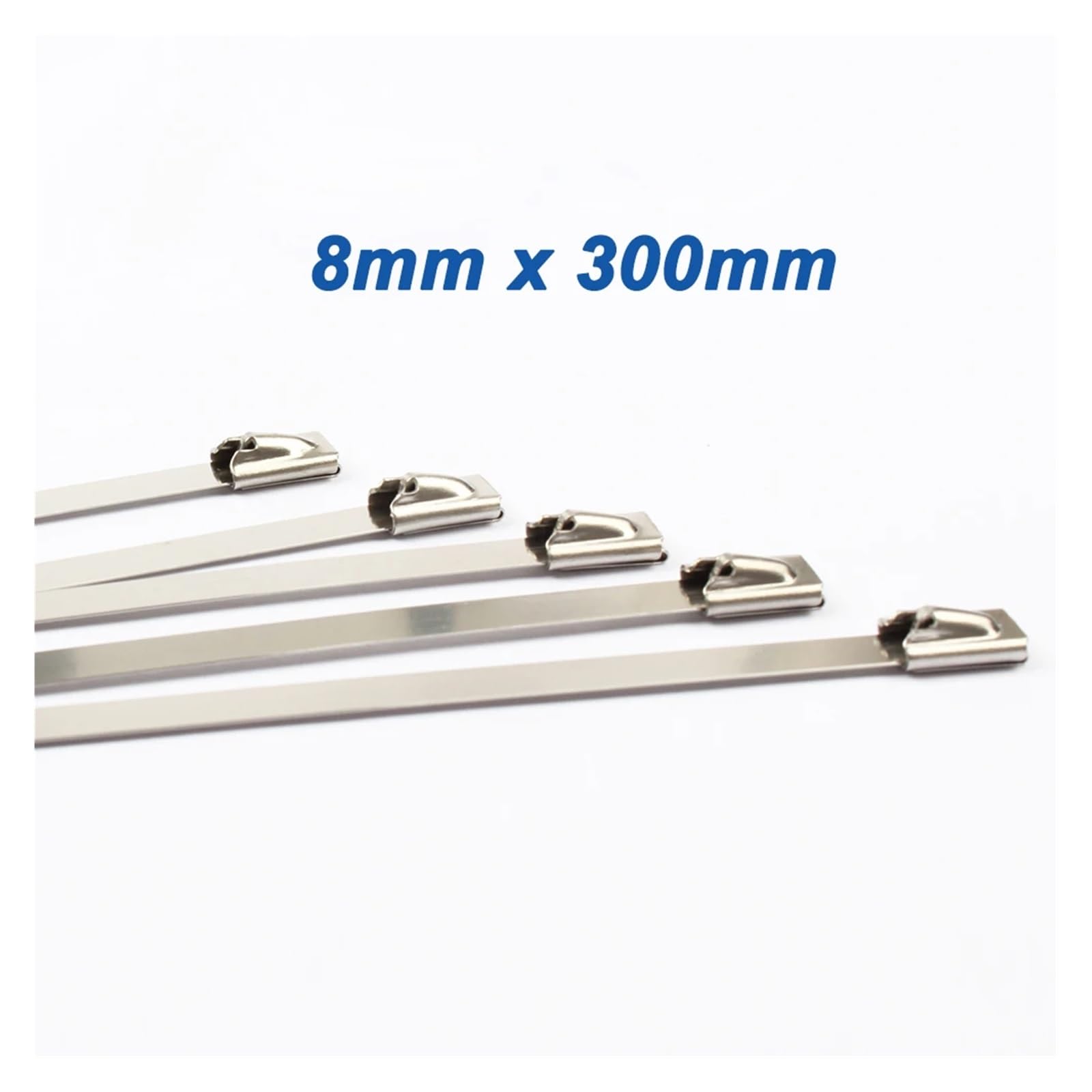 100 Uds. Bridas de cables de acero inoxidable autoblocantes de 8mm de ancho bridas de metal con cierre automático(8mmx300mm)