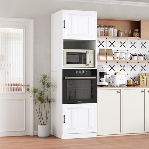 MSFE Colonne Four et Micro Onde Encastrable,Armoire Micro-Ondes 60x57.2x207cm,Armoire de Cuisine...
