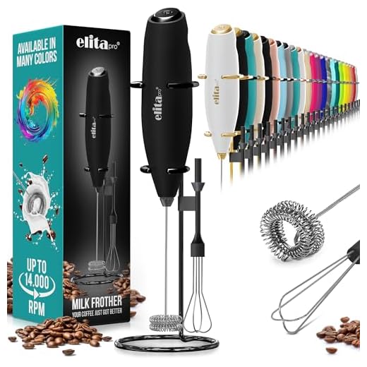 ELITAPRO ULTRA-HIGH-SPEED 19,000 RPM, Milk Frother DOUBLE WHISK, Unique Detachable EGG BEATER and STAND For quick preparation (Black)