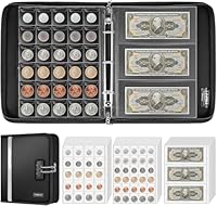 Ytonet Feuerfest Münzen Sammelalbum, 320 Fächer Münzalbum & 36 Fächer Geldschein Album, Münzalbum mit Schloss, Münzen Aufbewahrung Organizer für Geldscheine, Pennies, Quarters, Briefmarken, Schwarz