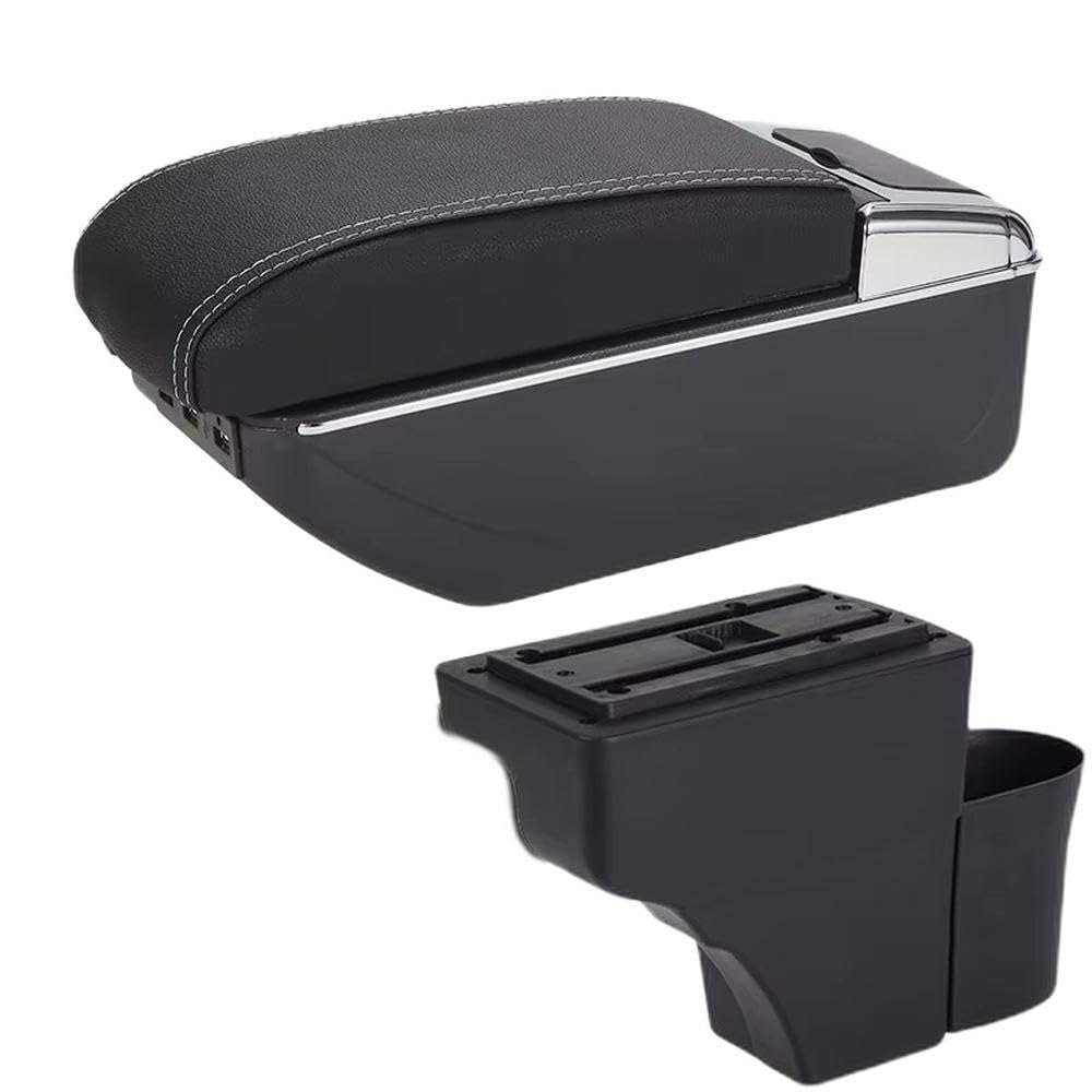 For Nissan Note Car Armrest Box Retrofit Parts Storage Box Ashtray Interior Parts(A3 Black white 7USB)