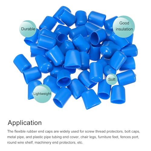 Image of MECCANIXITY 50pcs 16mm(5 /8 inch) Rubber End Caps Cover PVC Vinyl Screw Thread Protector Round Wire Shelf Caps for Screw Bolt Pipe Fence Post, Light Blue