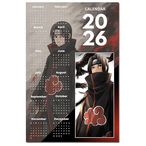 Image of 2026 Anime Calendar - Itachi Uchiha from Naruto | 12 inch x 18 inch size | Wall Decoration Aesthetic Calendars