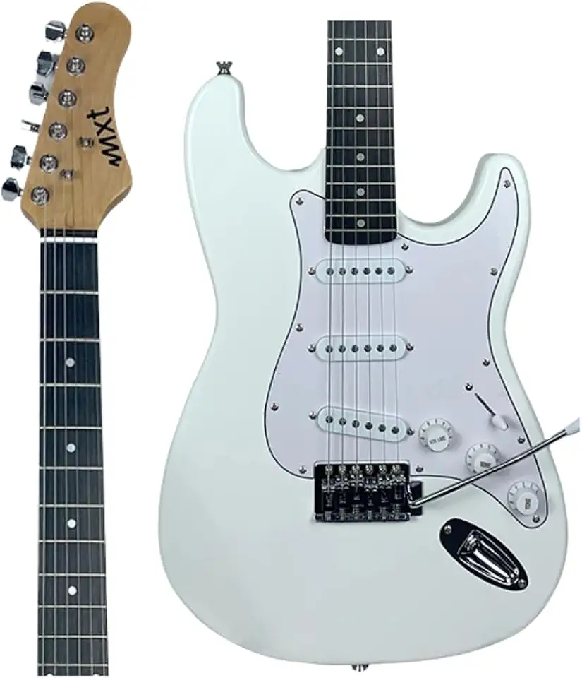 MXT Guitarra Elétrica ST Classic, Branca, 22 Trastes Jumbo, 3 Captadores, Ponte Tremolo