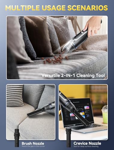 Handheld Vacuum Cordless - Car Vacuum with Brushless Motor 15000PA Suction, 1.2lbs Lightweight, 2H Type C Fast Charge, LED Light&Screen Display, Portable Mini Vacuum for Car Home Cleaning, H4 Olam