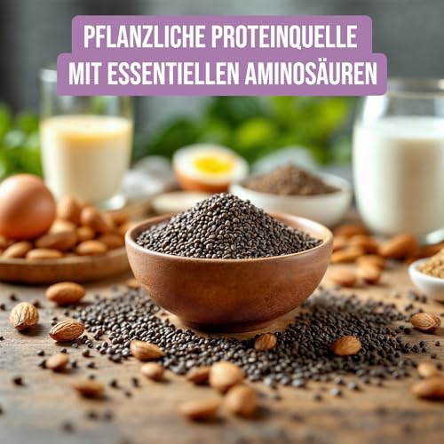 RheinNatur Bio Chia Samen 1 kg - 100% Bio Chiasamen - Reich an Proteinen, Ballaststoffen & Omega-3-Fettsäuren - Ideal für Salate, Joghurt, Müsli & Chia-Wasser - 1000 g Beutel