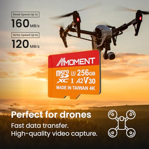 Image of MMOMENT MM23 256GB Micro SDXC Card, A2, UHS-I, U3, V30, Class 10 Compatible, Read Up to 160 MB /s, Write Up to 120 MB /s, SD Adapter Included
