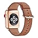 Produktbild WFEAGL Kompatibel für Apple Watch Armband 40mm 41mm 38mm 42mm(Series 10),Lederband Ersatzband für Herren Damen Kompatibel für iWatch Series 10/9/8/7/6/5/4/3/2/1,SE/SE2,Braun+Roségold Adapter