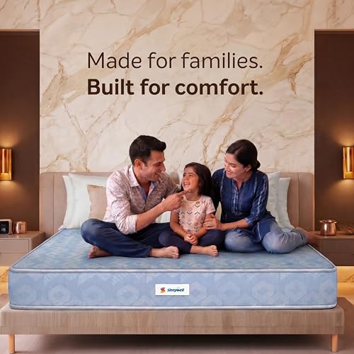 Image of Sleepwell Ortho Mattress | Queen Size 84x66x8 Inch | Medium Firm Orthopedic Spine Support | Pressure Point Relief | Resitec Foam with VPF | Neem Fresche Anti-Microbial | 10 Years Warranty